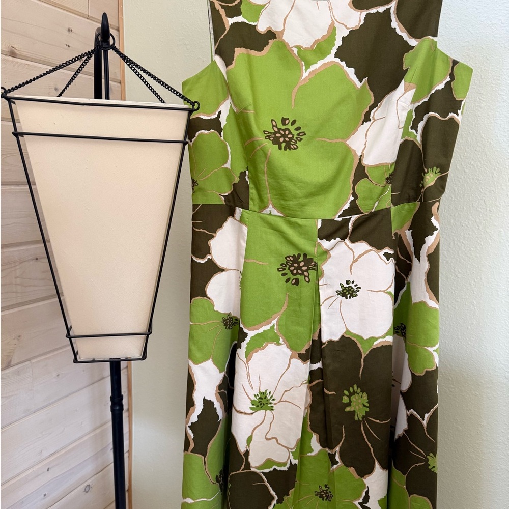 Talbots Green and White Floral Midi Dress